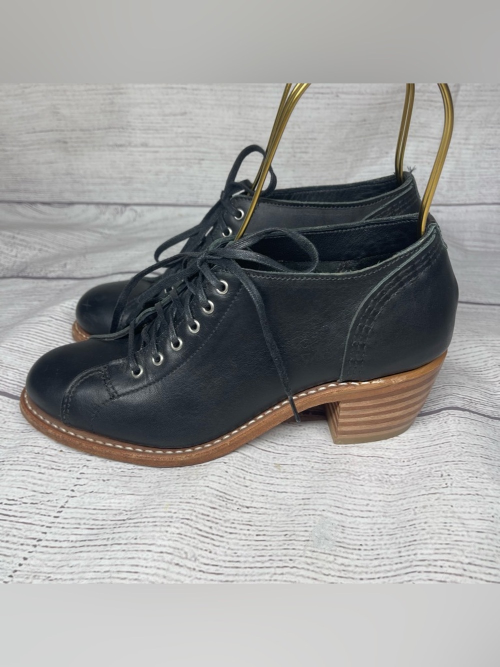 Red Wing Women’s 7 Heritage Faye Black Leather Lace Up Block Heel Boots - Picture 4 of 8